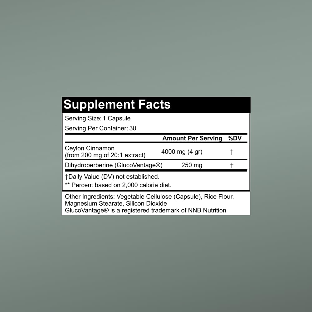 SugarMD Super Berberine with Ceylon Cinnamon packaging with ingredients list