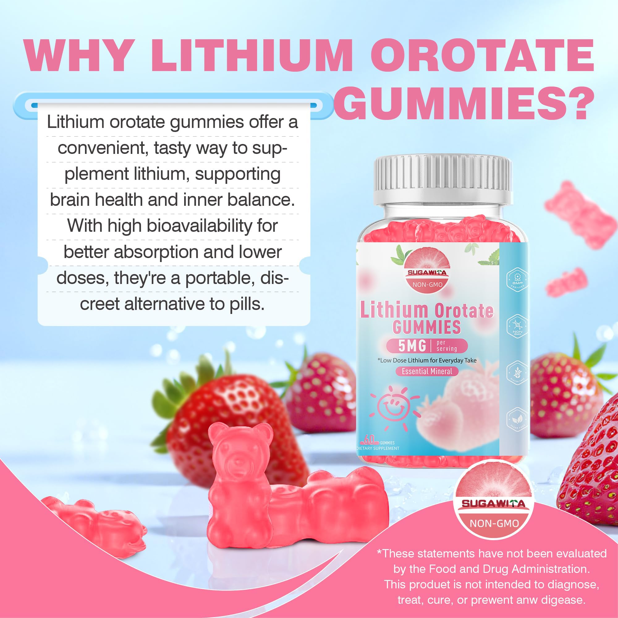SUGAWITA Lithium Orotate Gummies close-up of gummies