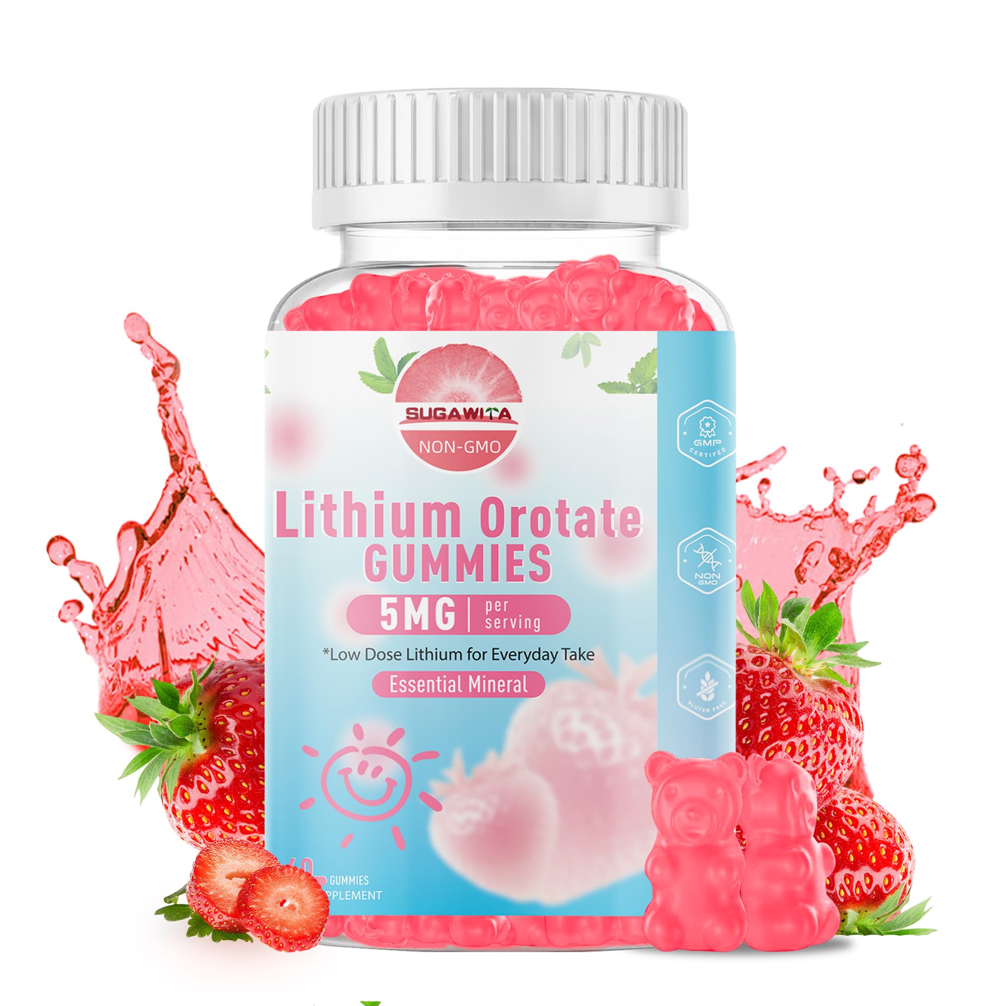 SUGAWITA Lithium Orotate Gummies front view with packaging