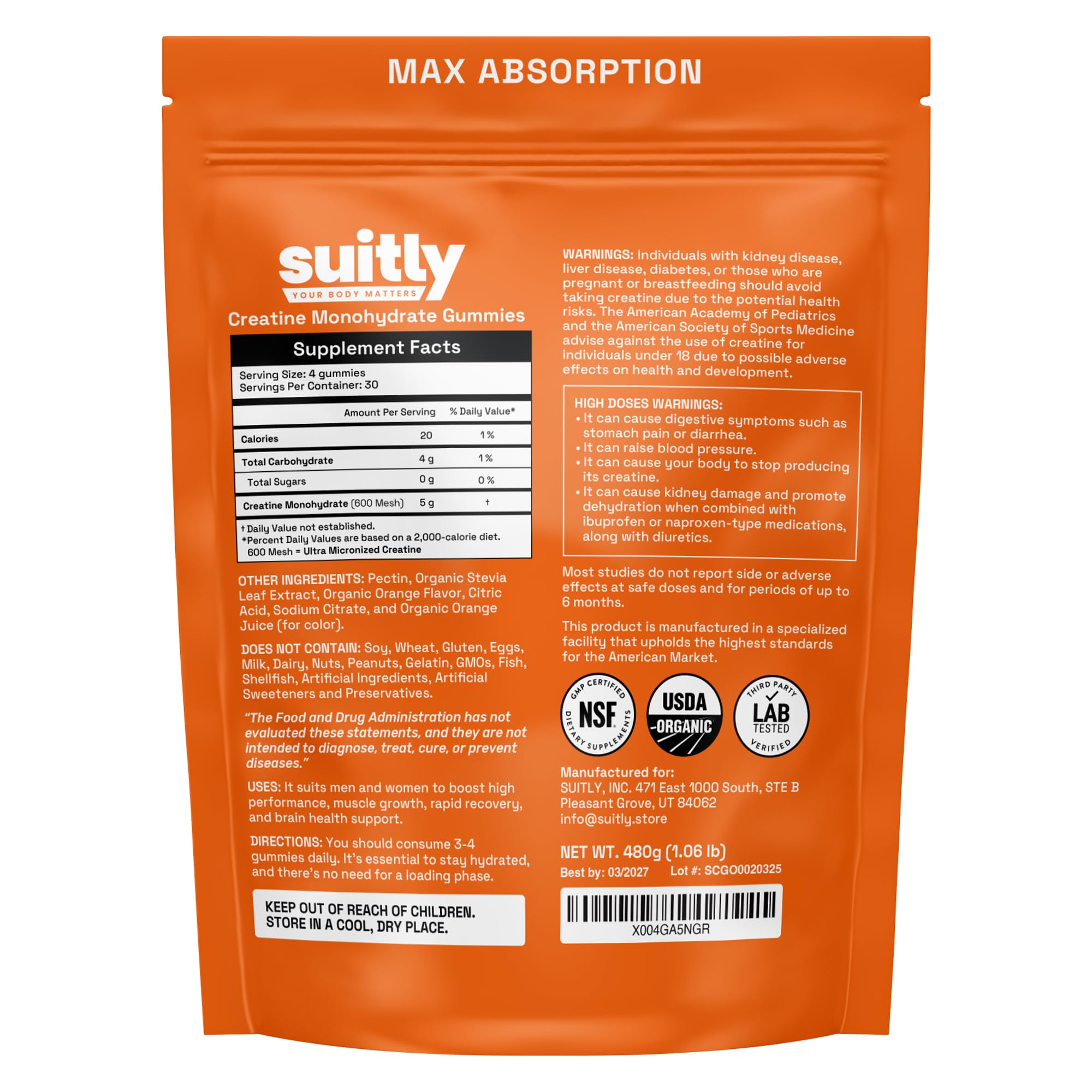 Suitly Creatine Gummies on a wooden table