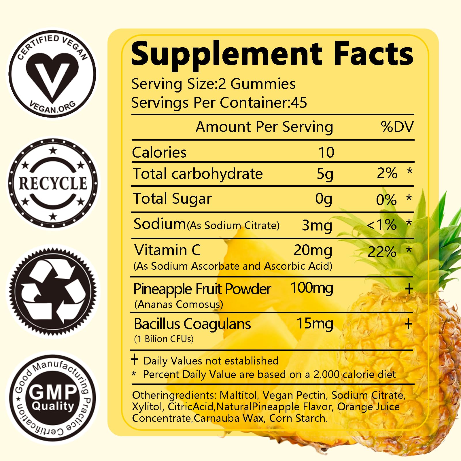 Suiyilary Feminine Balance Gummies pineapple flavour close-up
