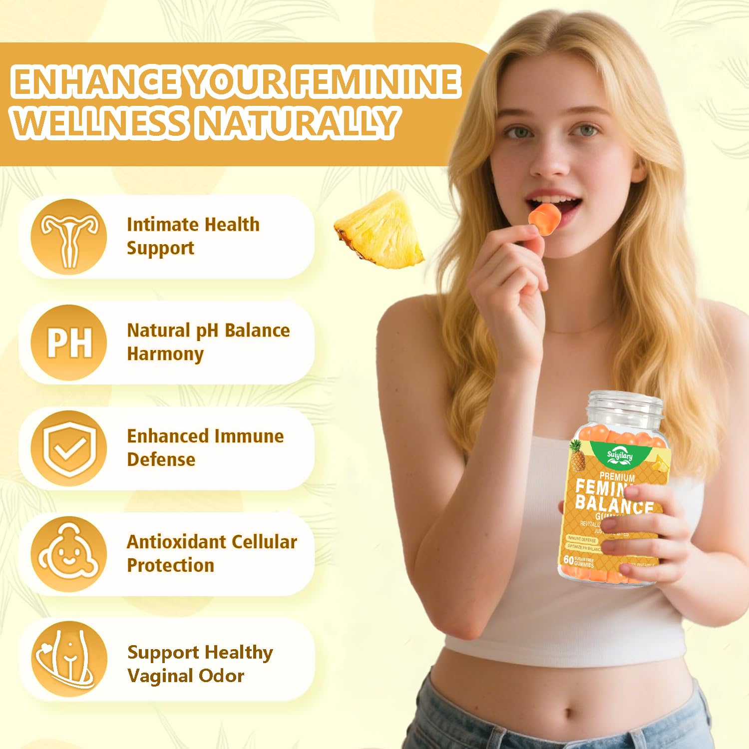 Suiyilary Feminine Probiotics Gummies showing serving size
