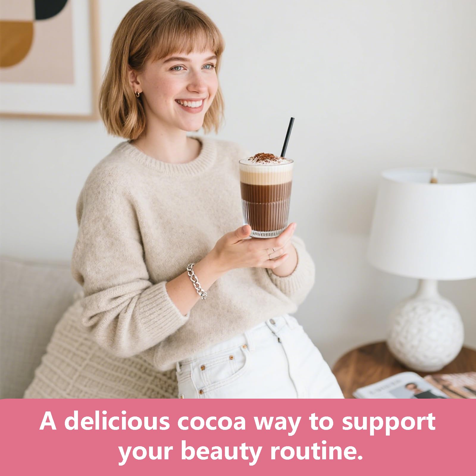 Suiyilary Hot Cocoa Collagen Blend preparation with milk
