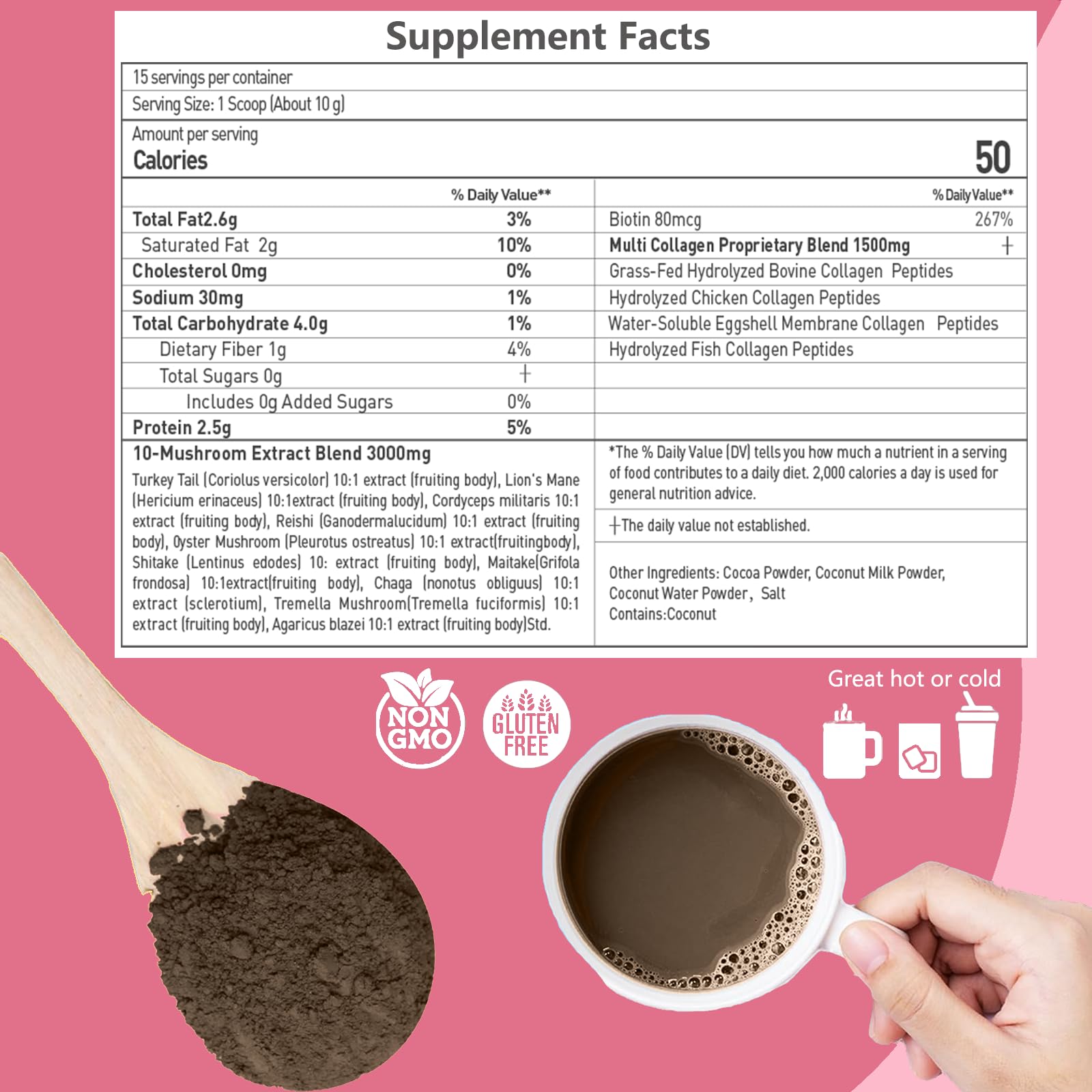 Suiyilary Hot Cocoa Collagen Blend side view of bottle