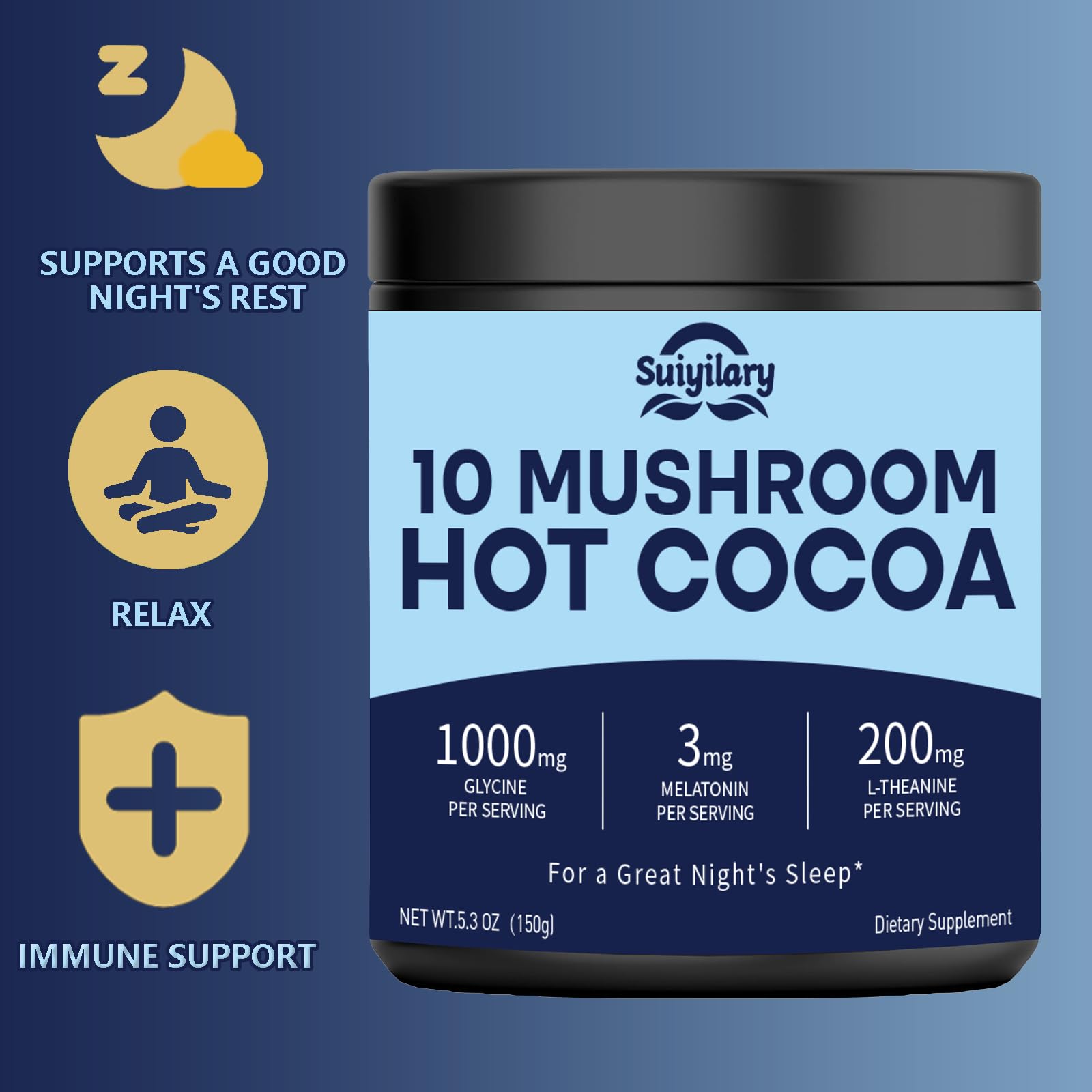 Suiyilary Mushroom Cocoa 113g powder in a scoop