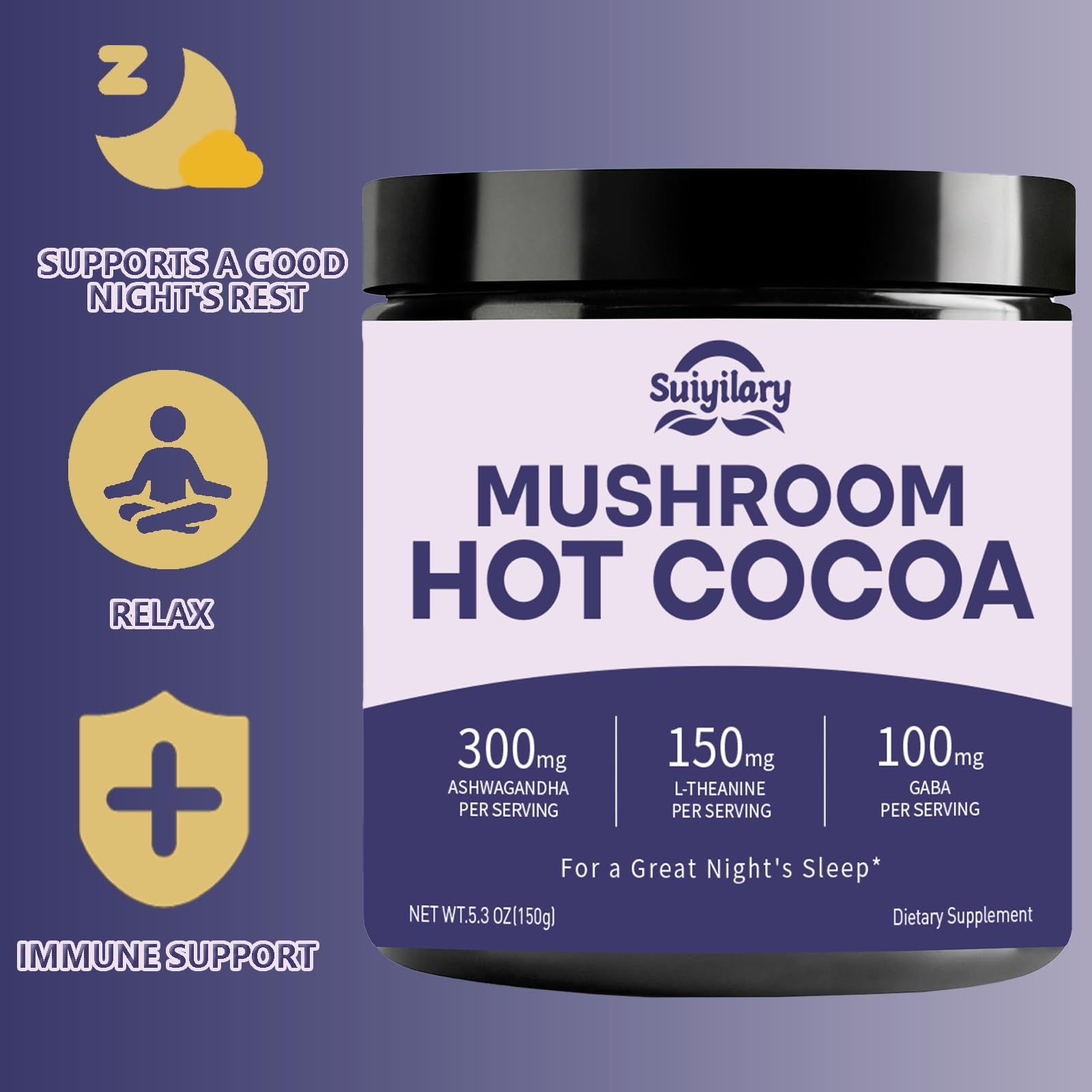 Suiyilary Mushroom Cocoa Powder Blend 209g scoop and powder