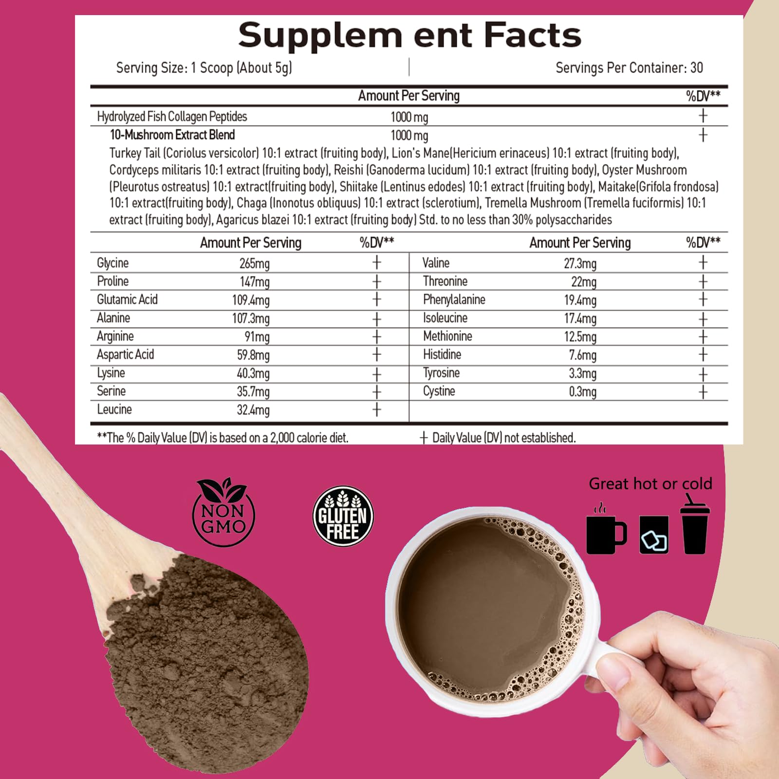 Suiyilary Mushroom Coffee Powder Blend on a kitchen counter