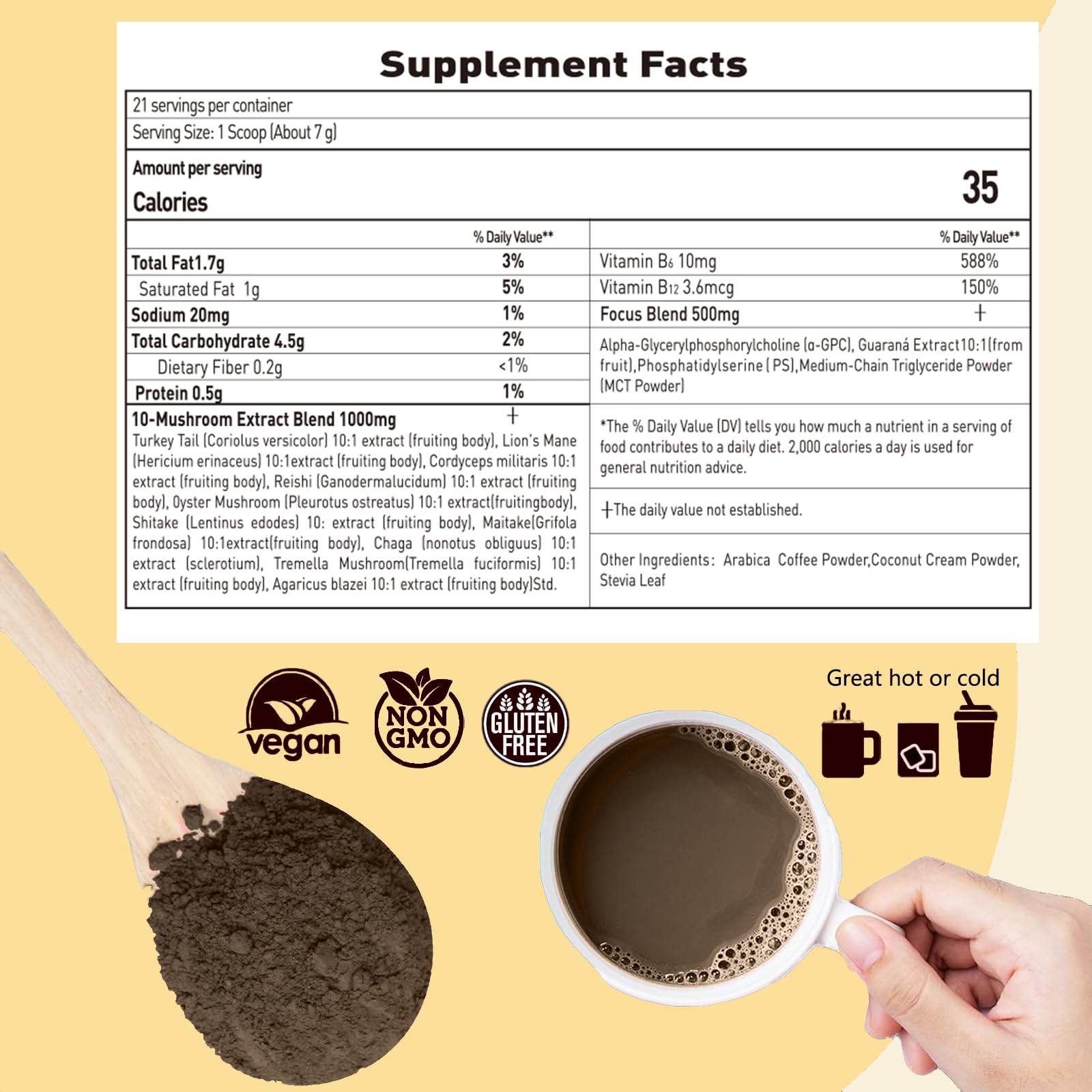 Suiyilary Mushroom Coffee Powder Blend packaging