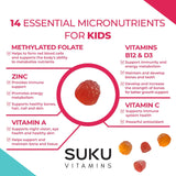 SUKU Kids Multivitamins Gummies back view with ingredients