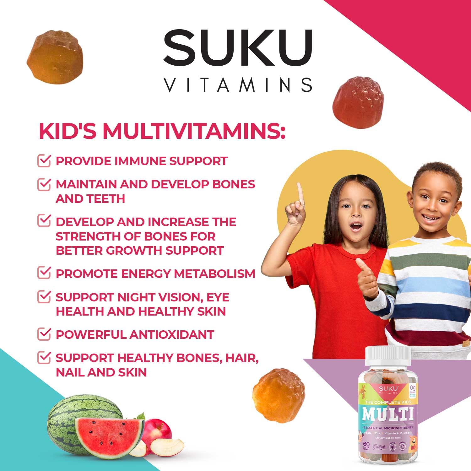 SUKU Kids Multivitamins Gummies in a child's hand