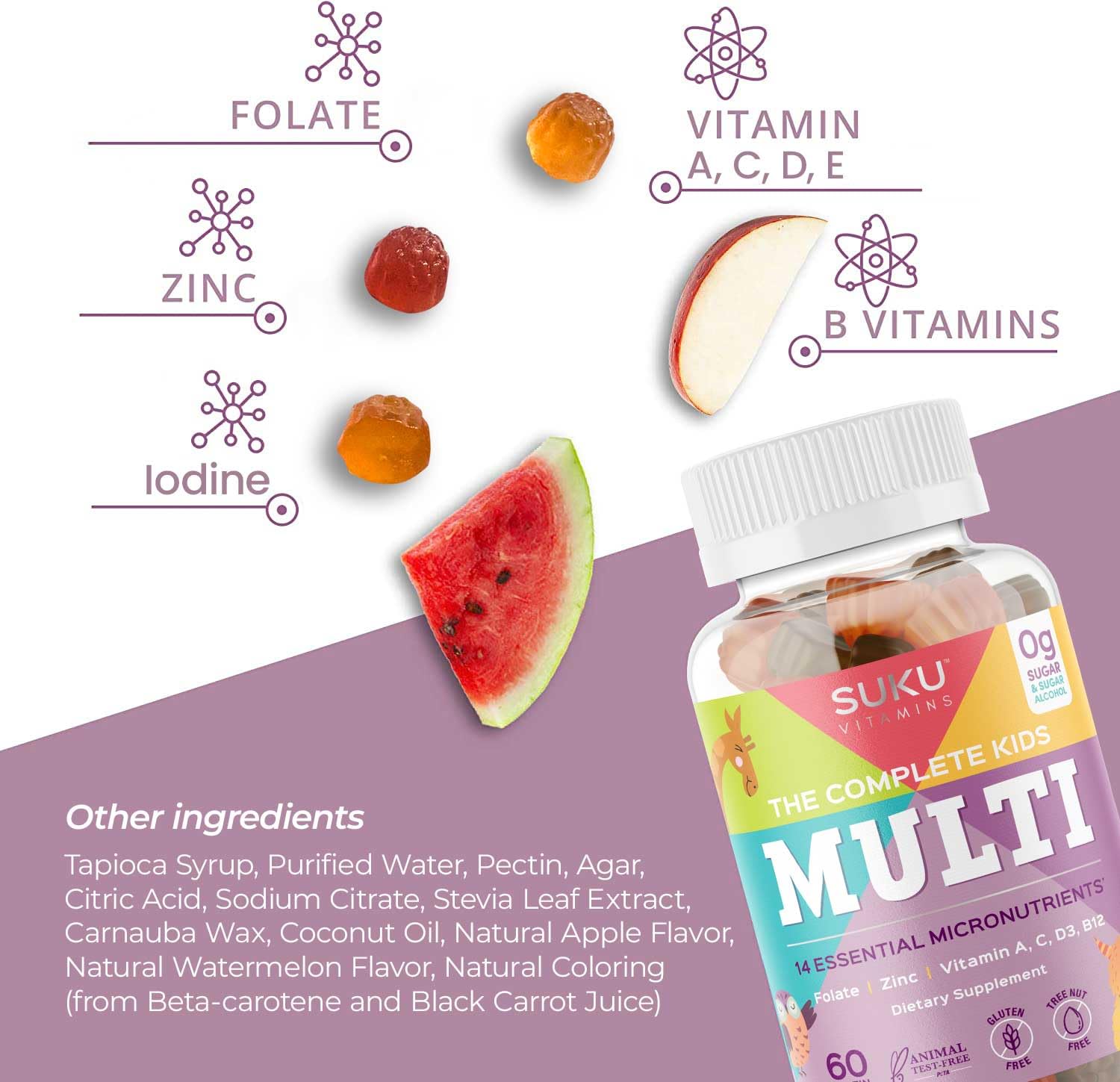 SUKU Kids Multivitamins Gummies with fresh fruit