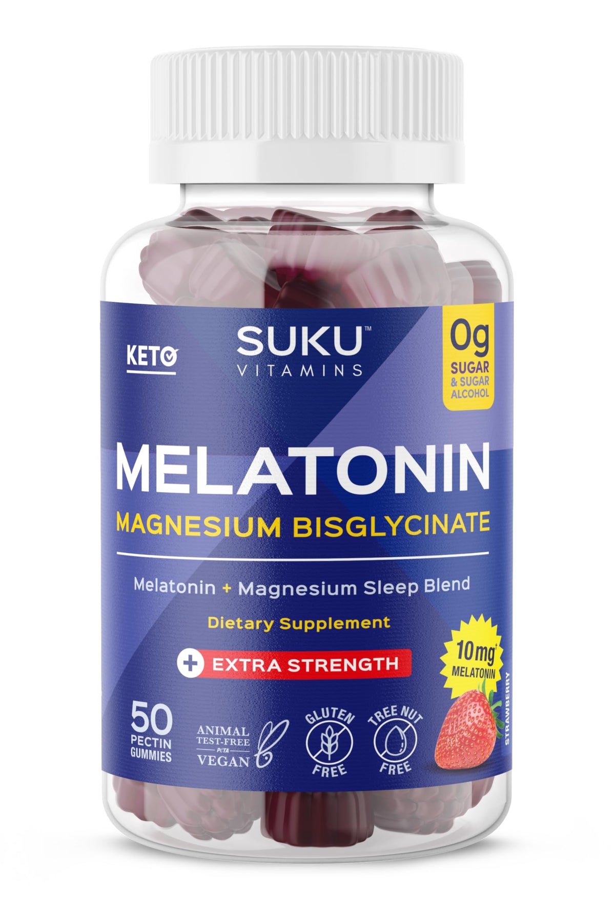 SUKU Melatonin Magnesium Gummies front view, 50 count