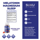 SUKU Melatonin Magnesium Gummies ingredients list on packaging
