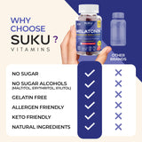 SUKU Melatonin Magnesium Gummies opened packaging with gummies visible