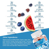 SUKU Men's Multivitamin Gummies displayed with fresh fruit