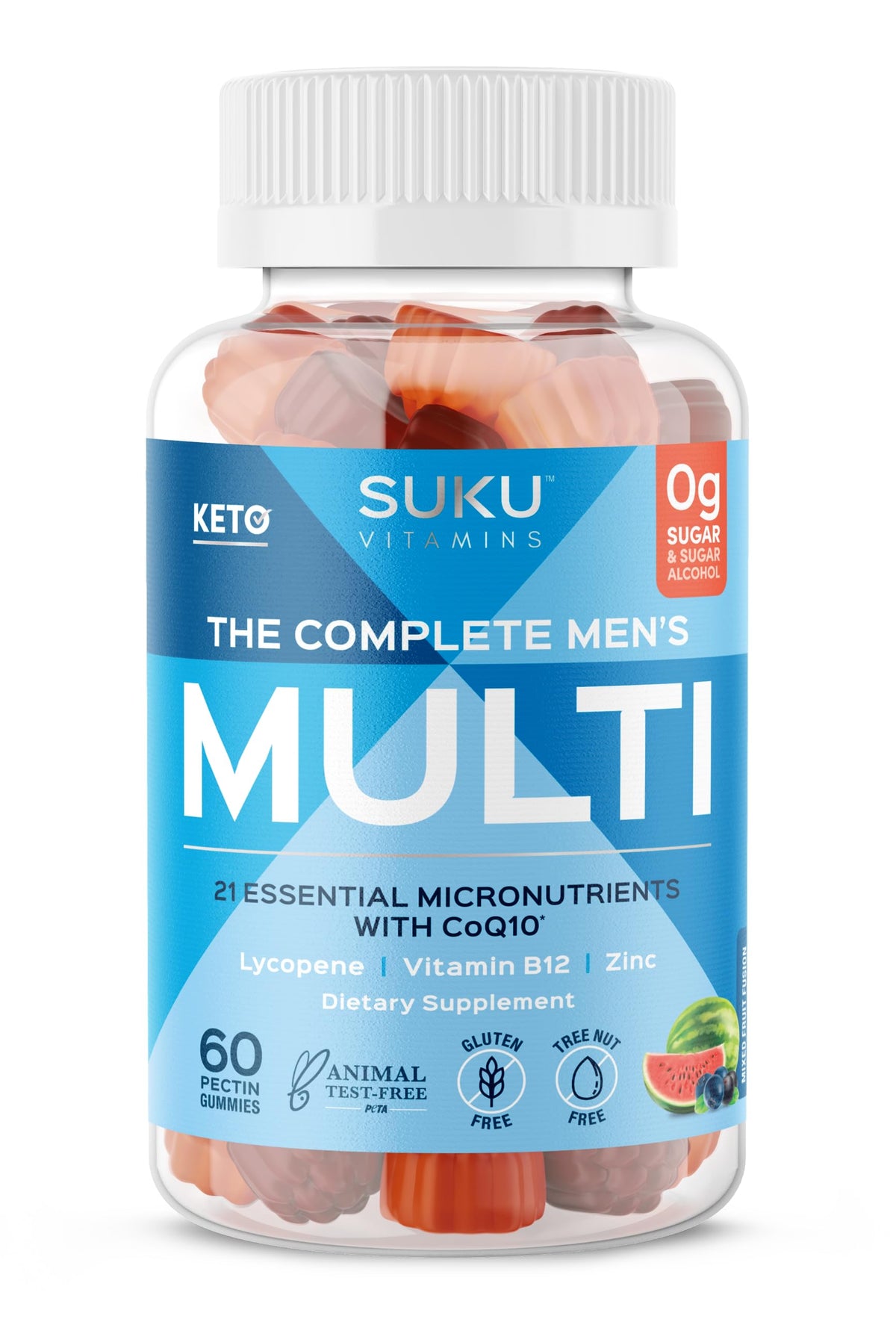SUKU Men's Multivitamin Gummies front view with packaging