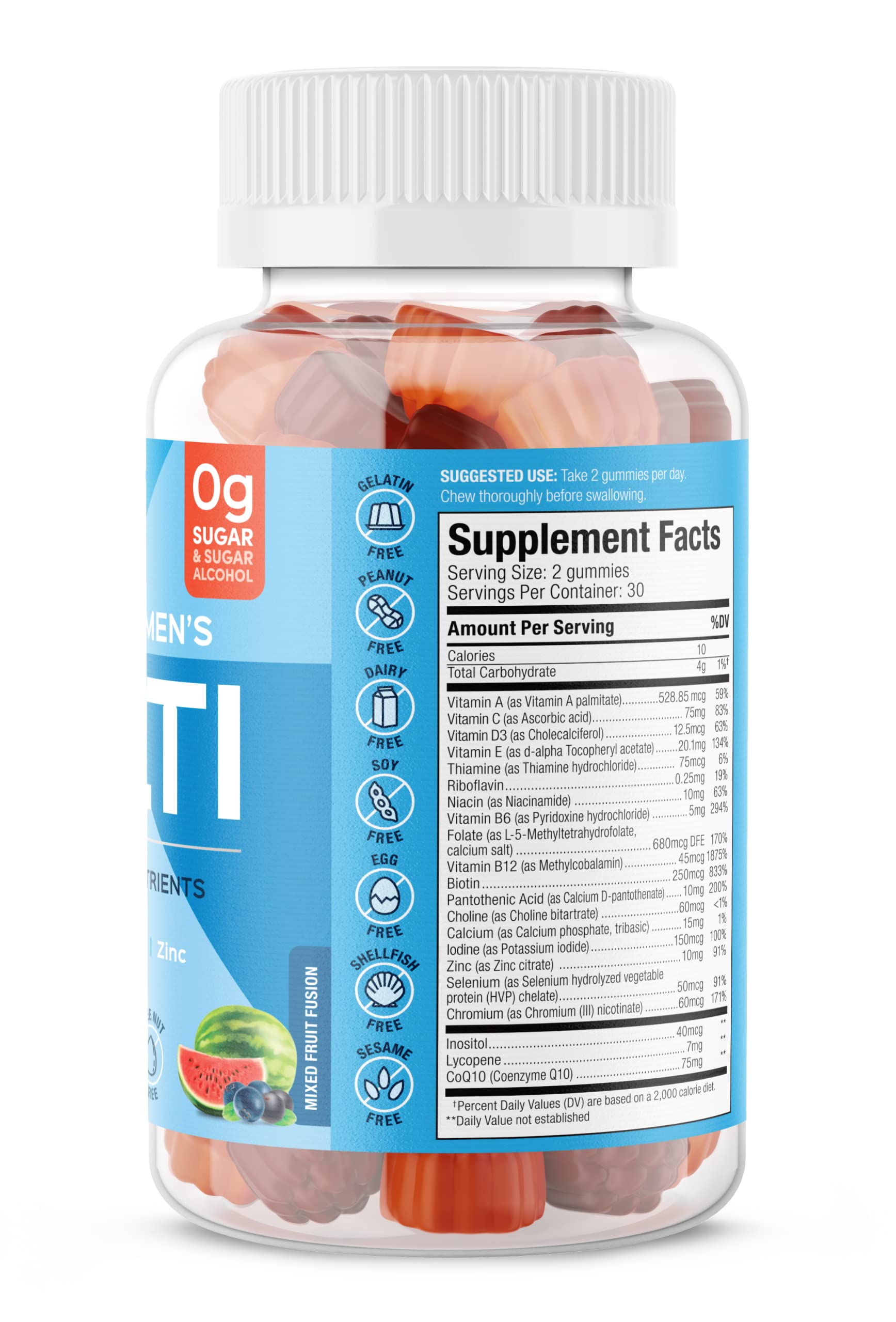 SUKU Men's Multivitamin Gummies showing Mixed Fruit Fusion flavour
