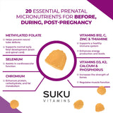 SUKU Prenatal Vitamins Gummies with fresh pineapple and peach
