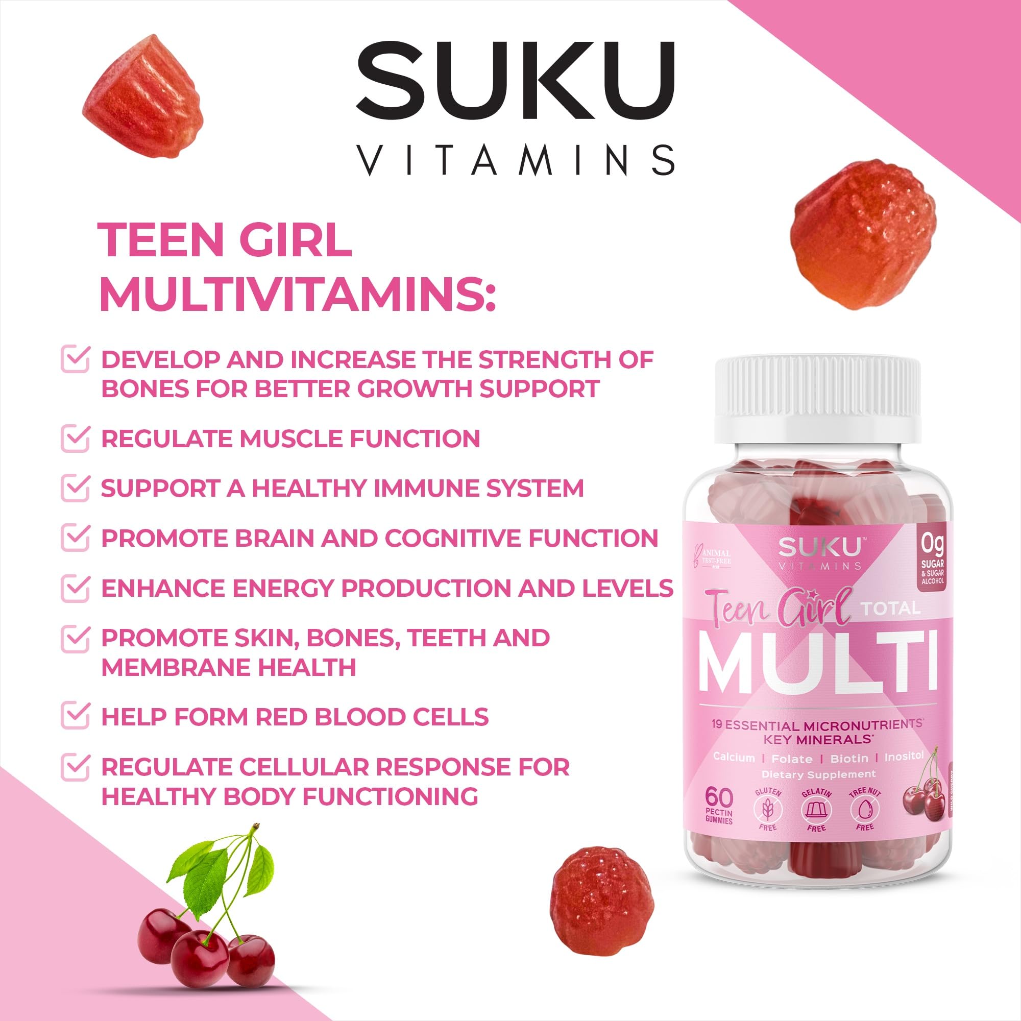 SUKU Teen Girl Multivitamin Gummies close-up of gummies