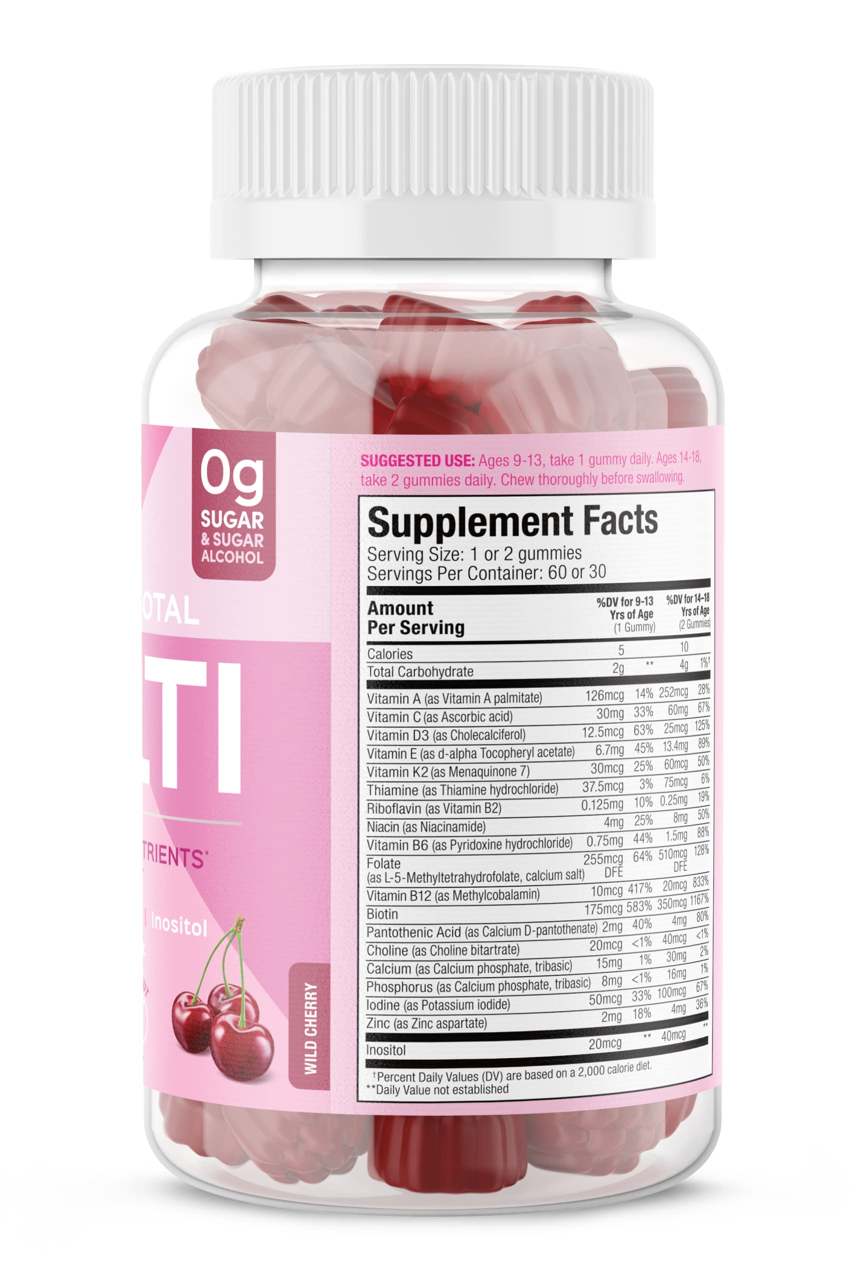 SUKU Teen Girl Multivitamin Gummies side view showing gummies