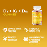 SUKU Vitamin D3 + K2 + B12 Gummies back view with ingredients