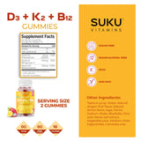 SUKU Vitamin D3 + K2 + B12 Gummies in a bowl