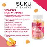 SUKU Women's Multivitamin Gummies with a measuring spoon