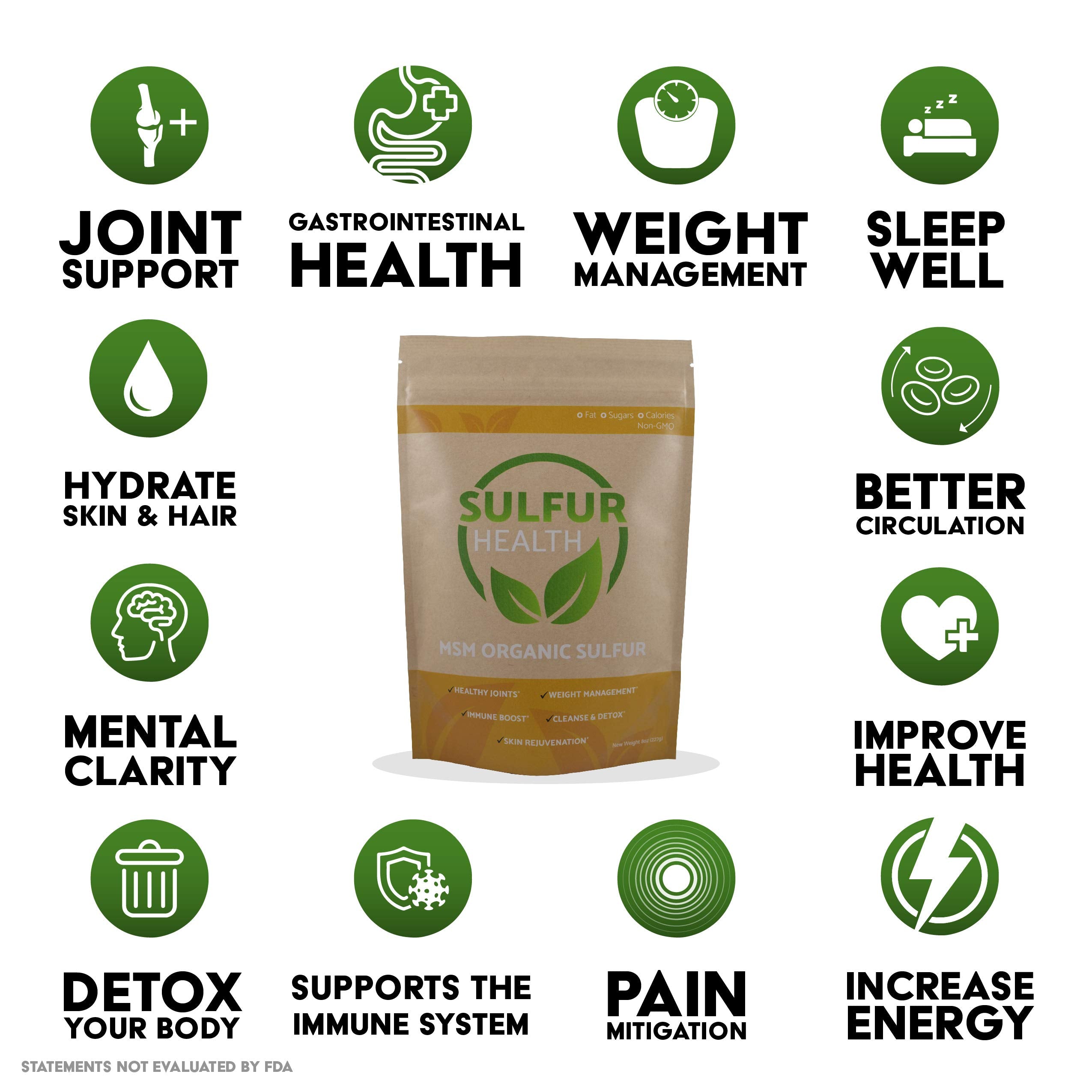Sulfur Health MSM Organic Sulfur 227g side view