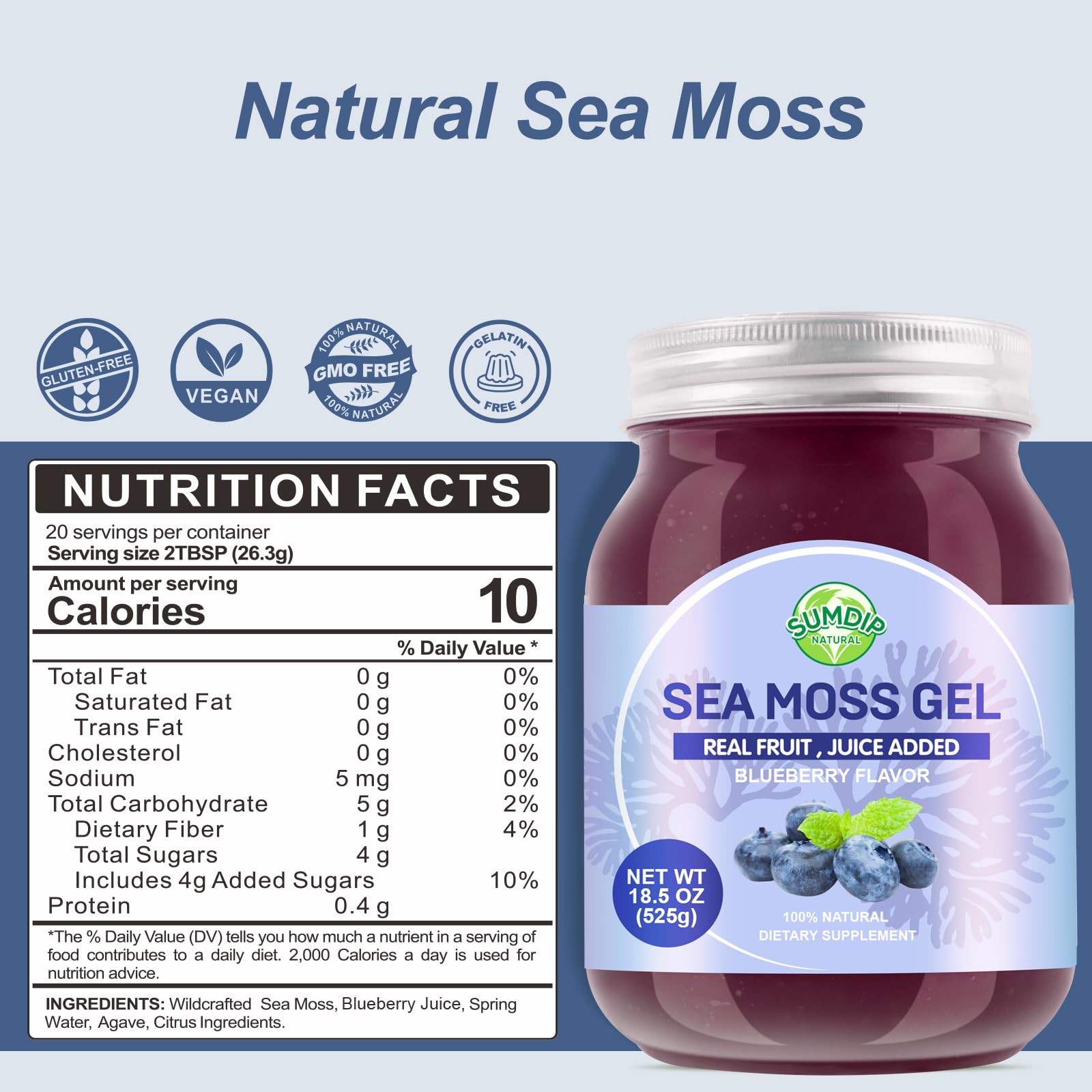 SumDIP Irish Sea Moss Gel in a bowl with a spoon
