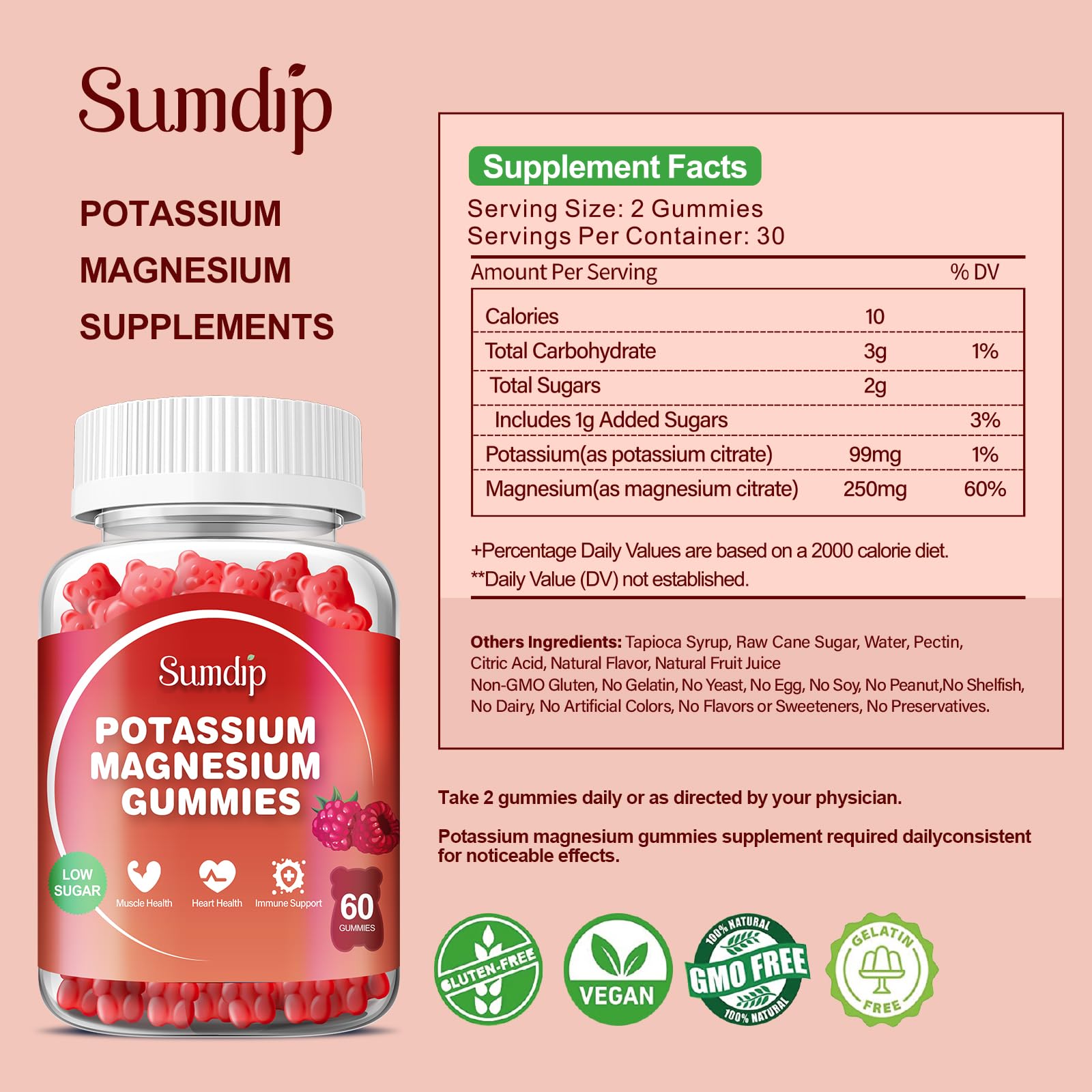 SumDIP Potassium Magnesium Gummies displayed with fresh fruits