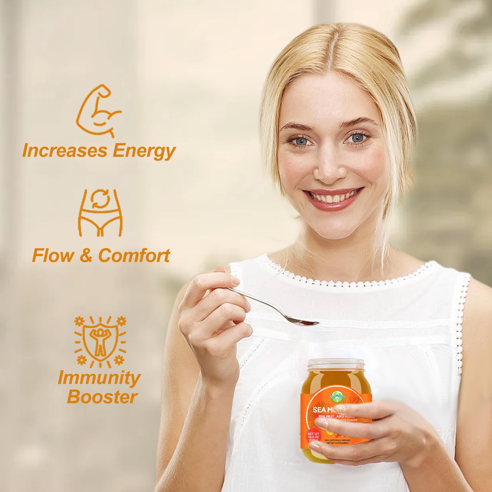 SumDIP Sea Moss Gel 789g used in a smoothie preparation