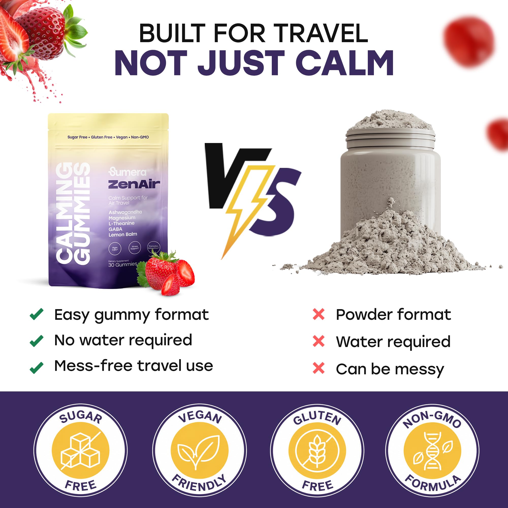 Sumera Calming Gummies in a travel setting