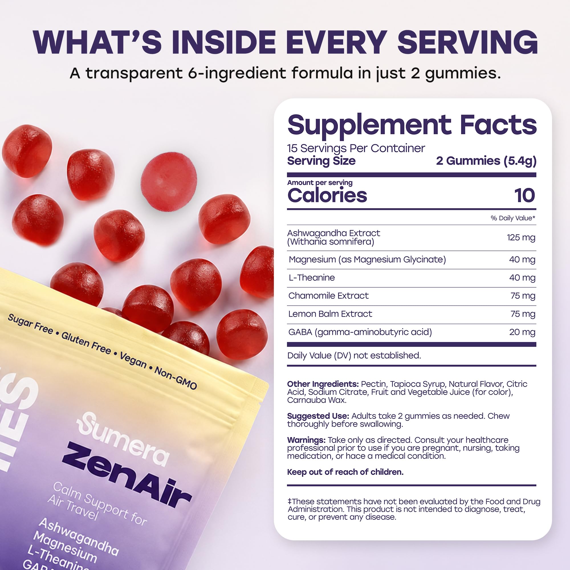 Sumera Calming Gummies on a travel bag