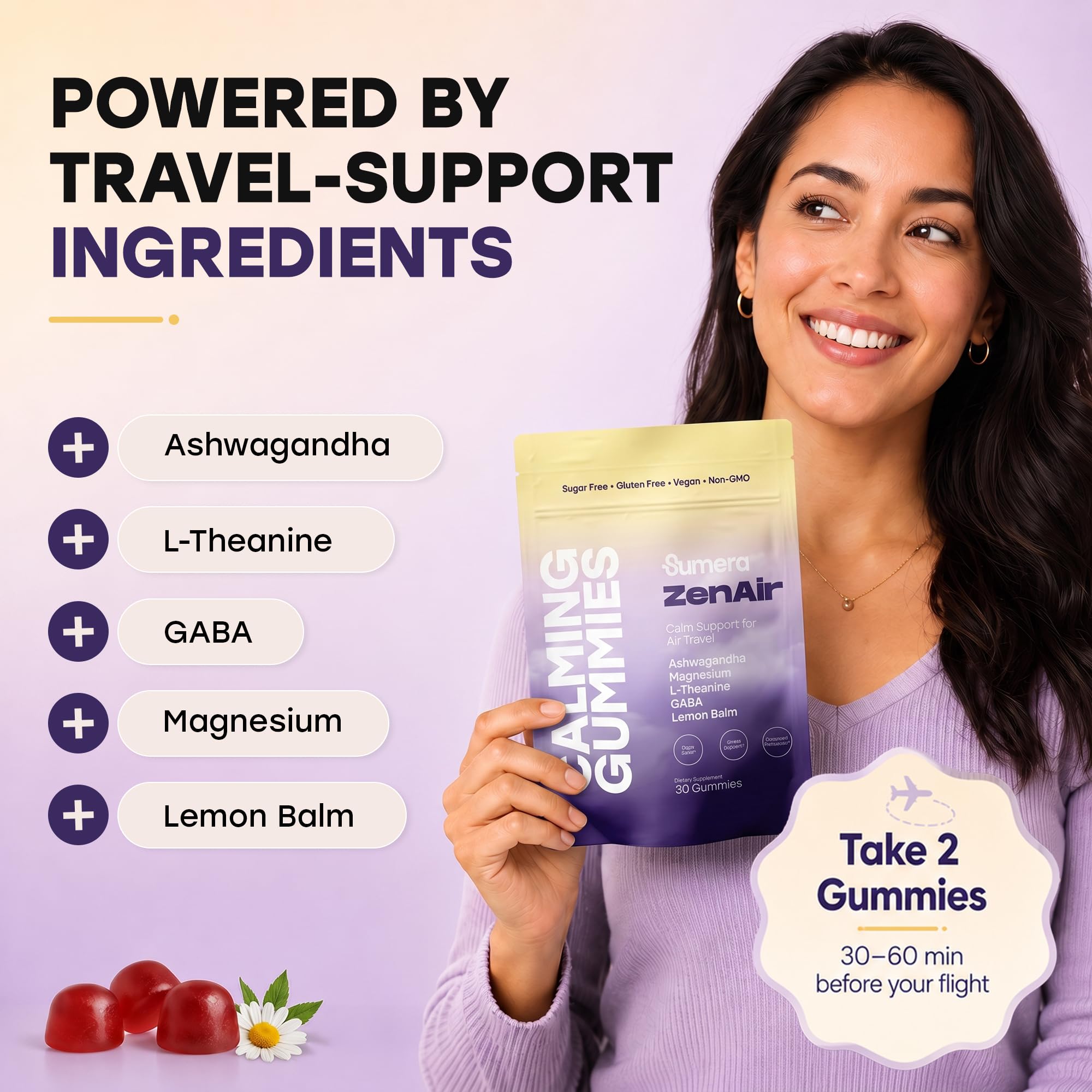 Sumera Calming Gummies showing nutritional information