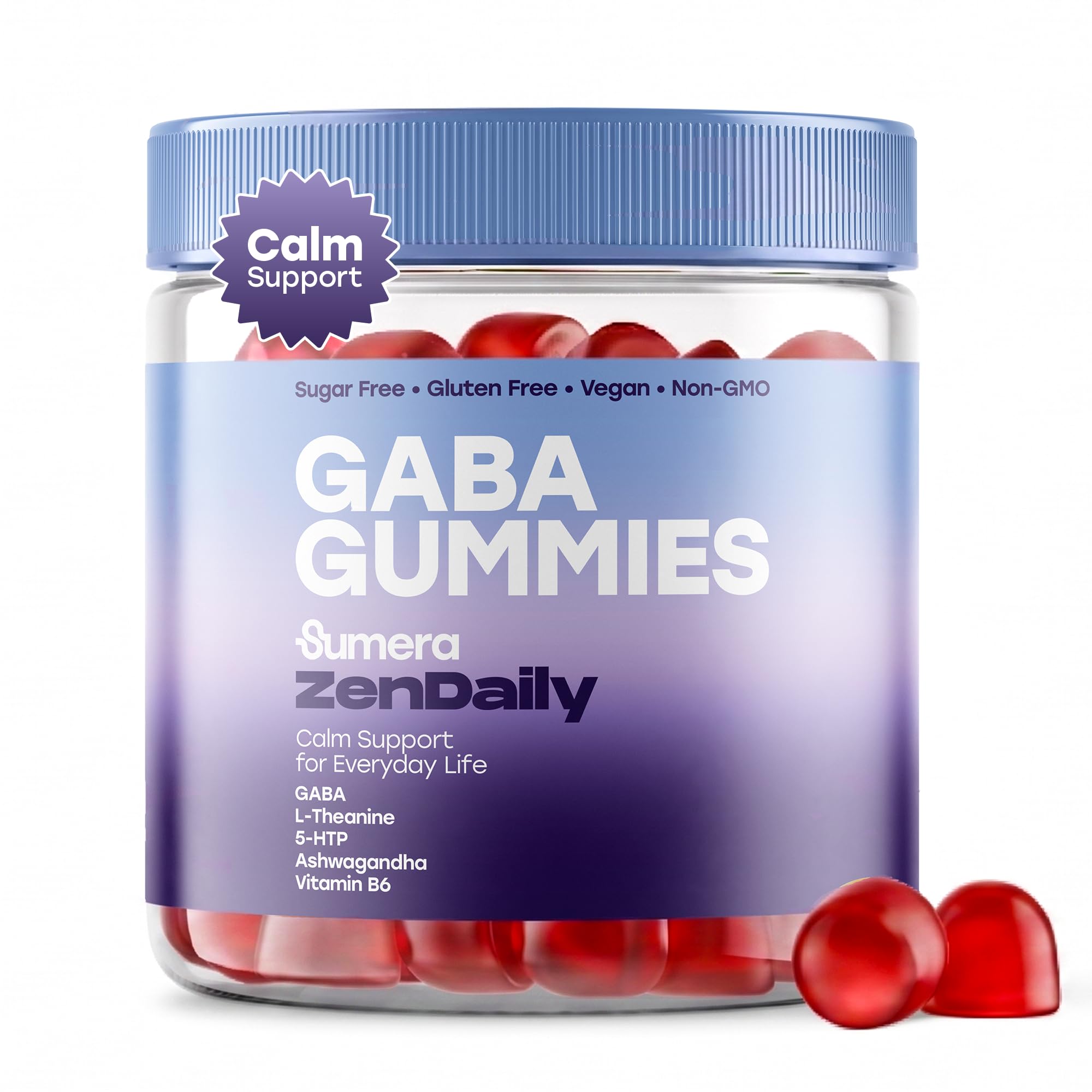 Sumera GABA Gummies front view, 60 strawberry gummies
