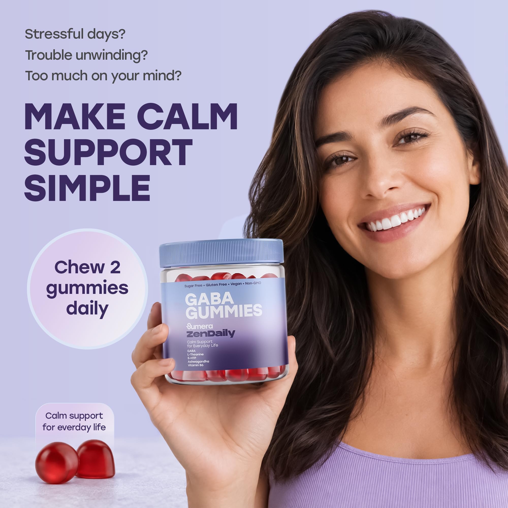 Sumera GABA Gummies jar open with gummies spilling out