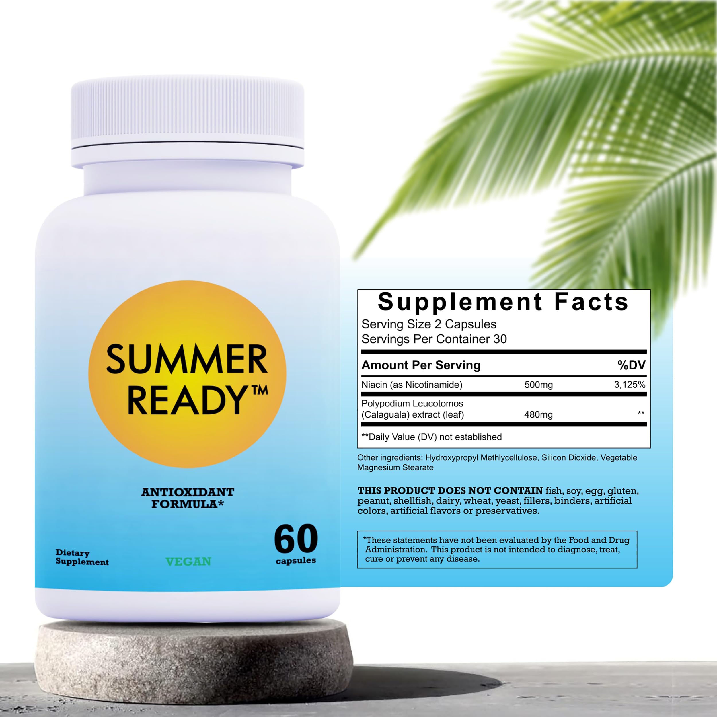 Summer Ready Vitamin B3 supplement capsule close-up
