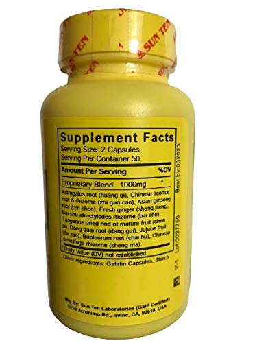 Sun Ten Ginseng & Astragalus Combination Capsules side view