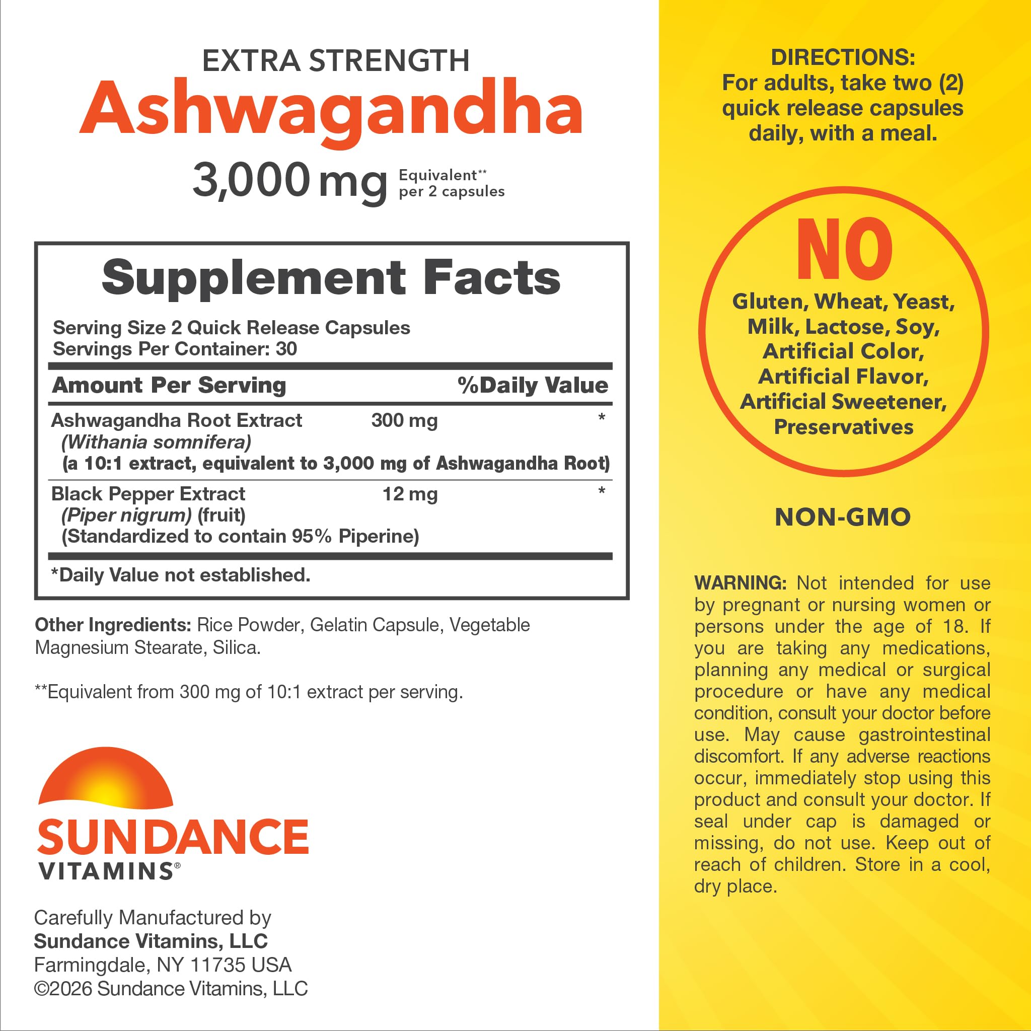 Sundance Ashwagandha Capsules close-up of the bottle