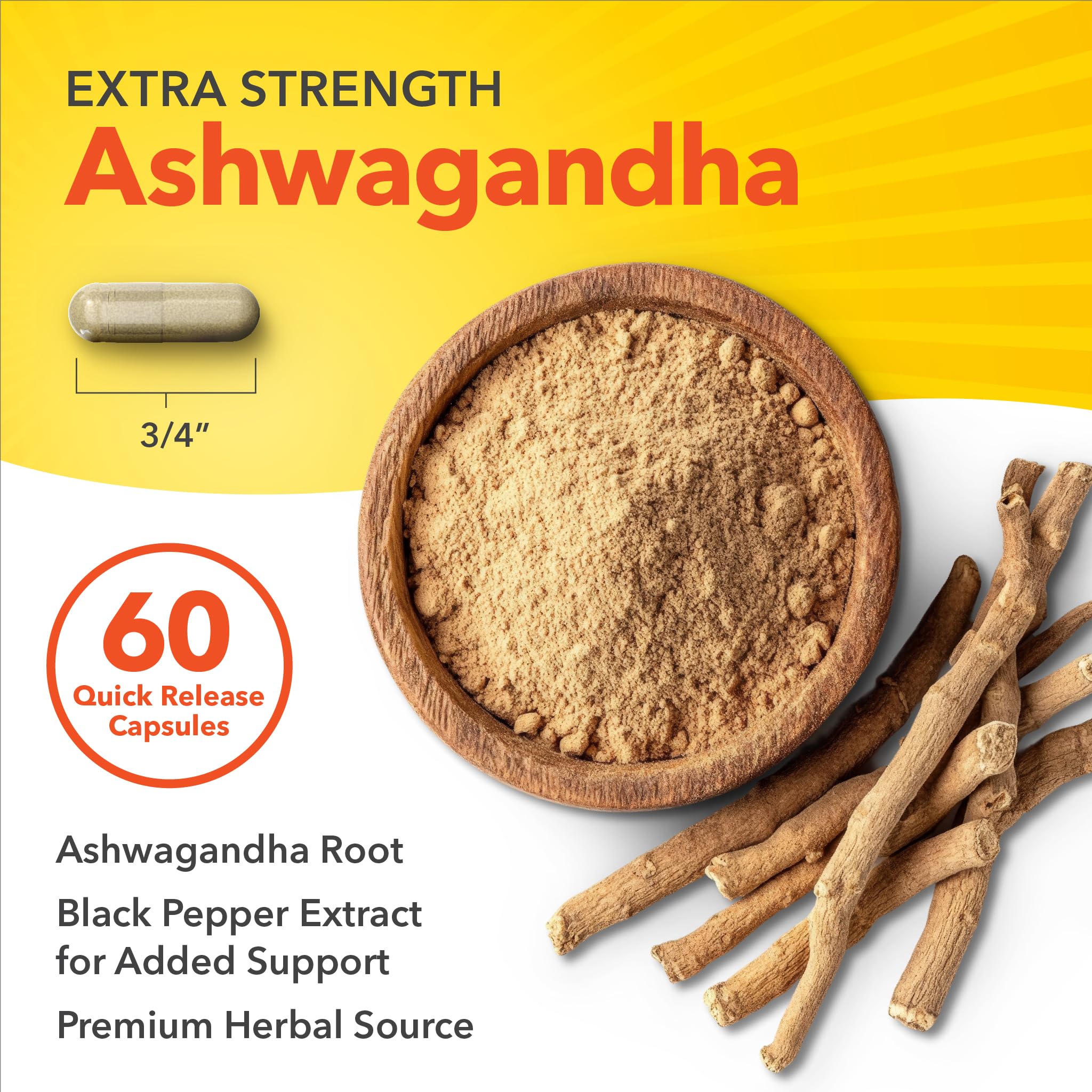 Sundance Ashwagandha Capsules side view of the bottle