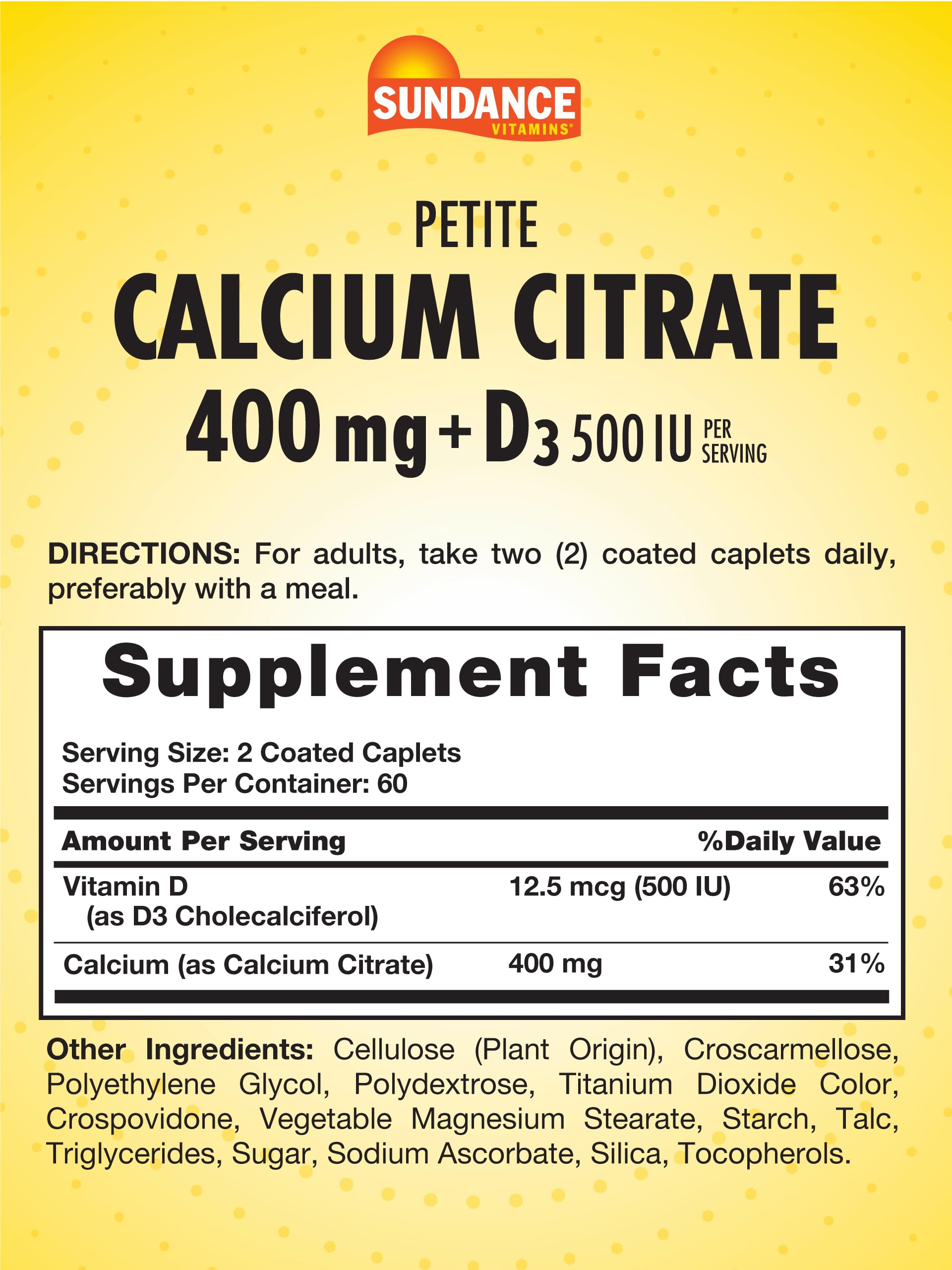 Sundance Calcium Citrate + D3 Coated Caplets side view