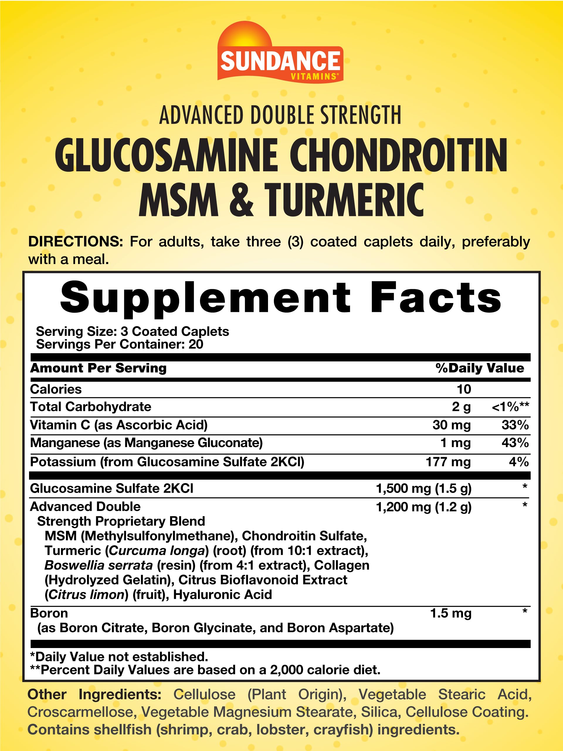 Sundance Chondroitin Supplement packaging side view