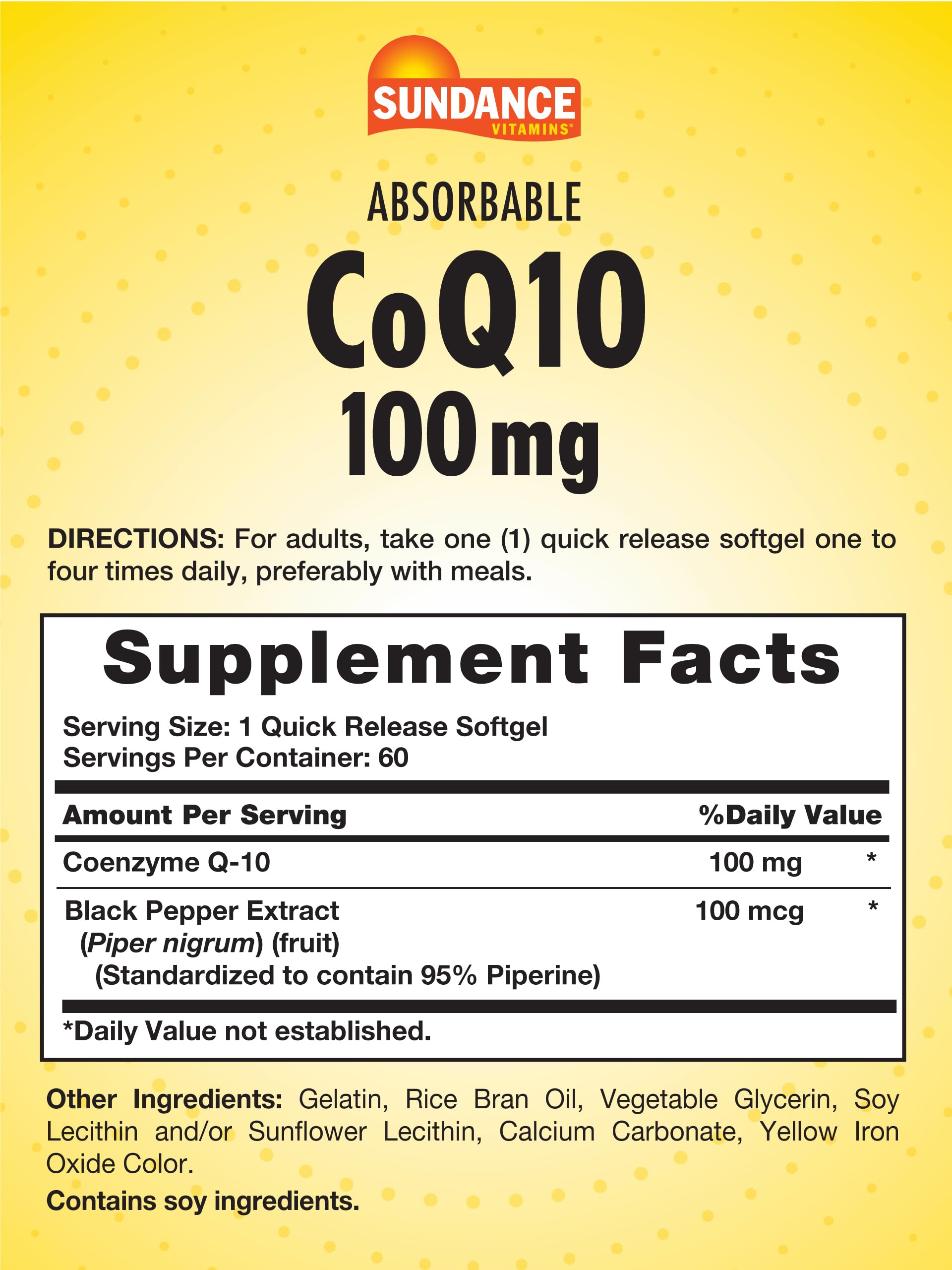 Sundance CoQ10 100mg softgel bottle with label