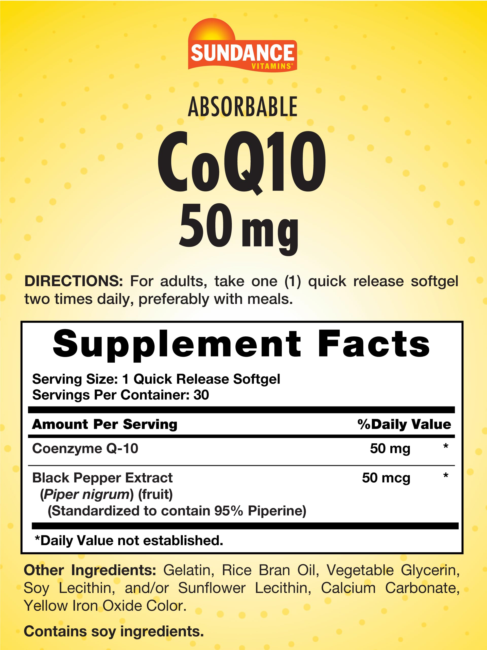Sundance CoQ10 Softgels showing quick release softgel