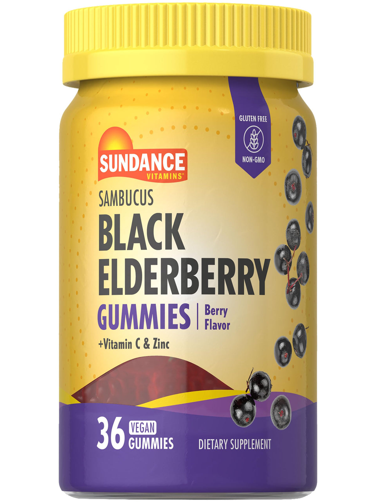 Sundance Elderberry Gummies front view with packaging