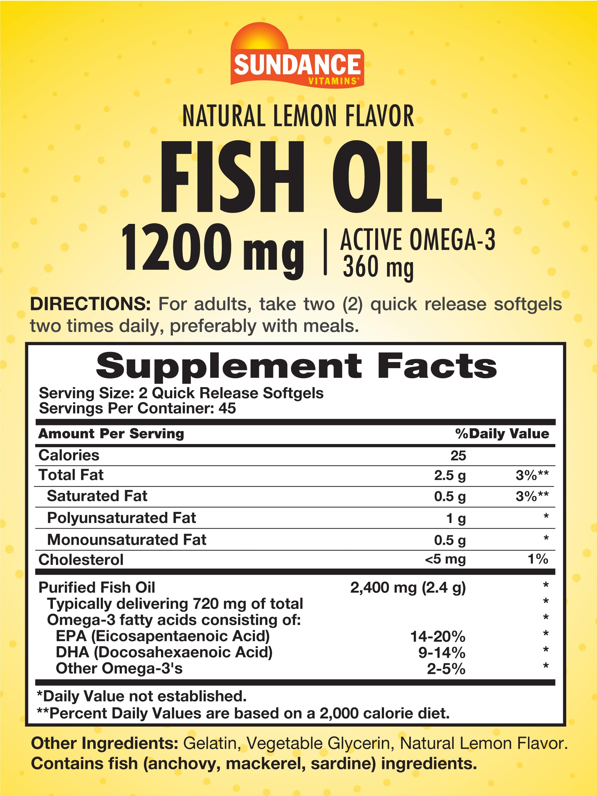 Sundance Fish Oil Softgels 1200 mg side view
