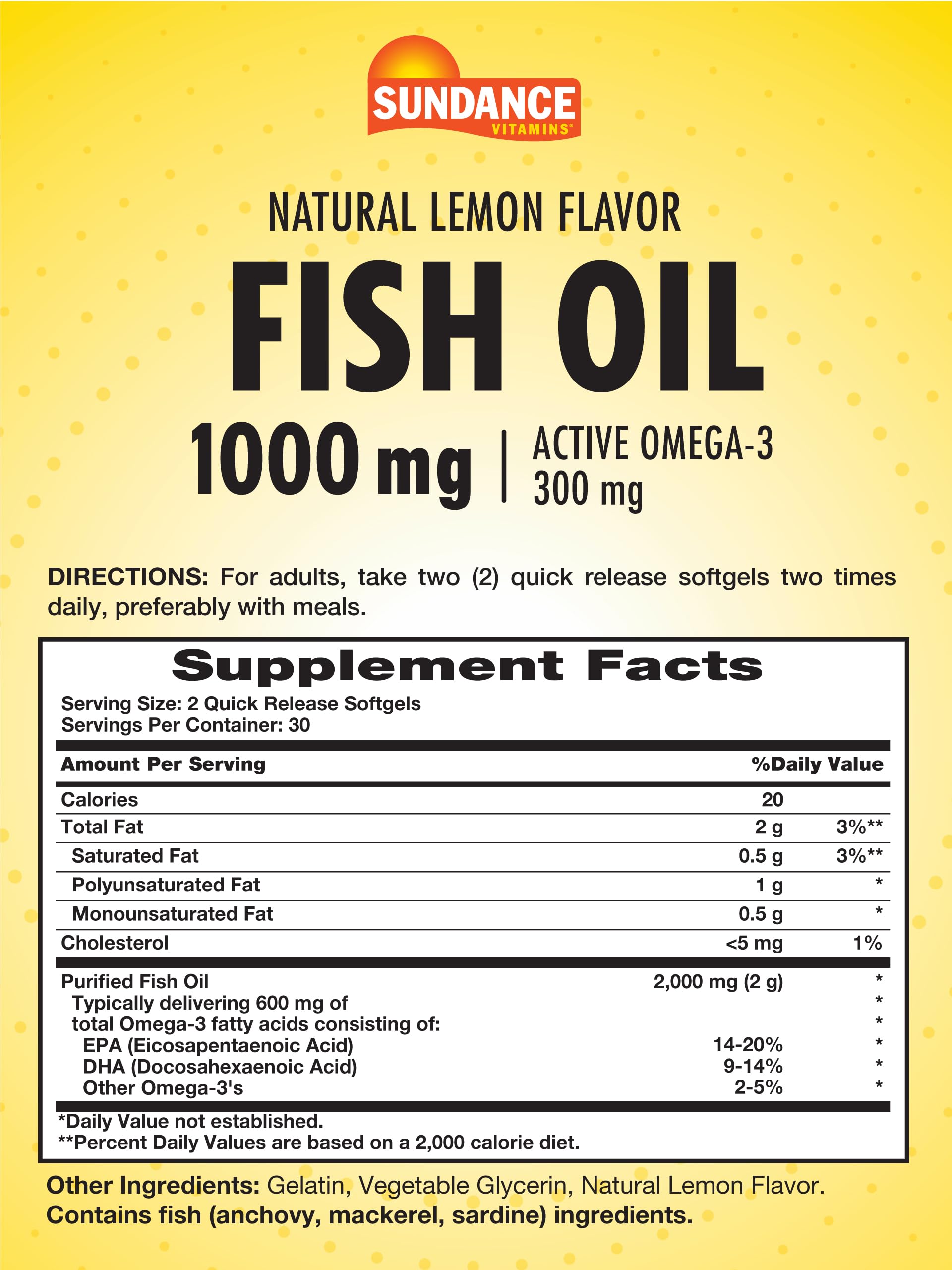 Sundance Fish Oil Softgels showing softgel capsules