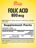 Sundance Folic Acid supplement side view showing tablet details