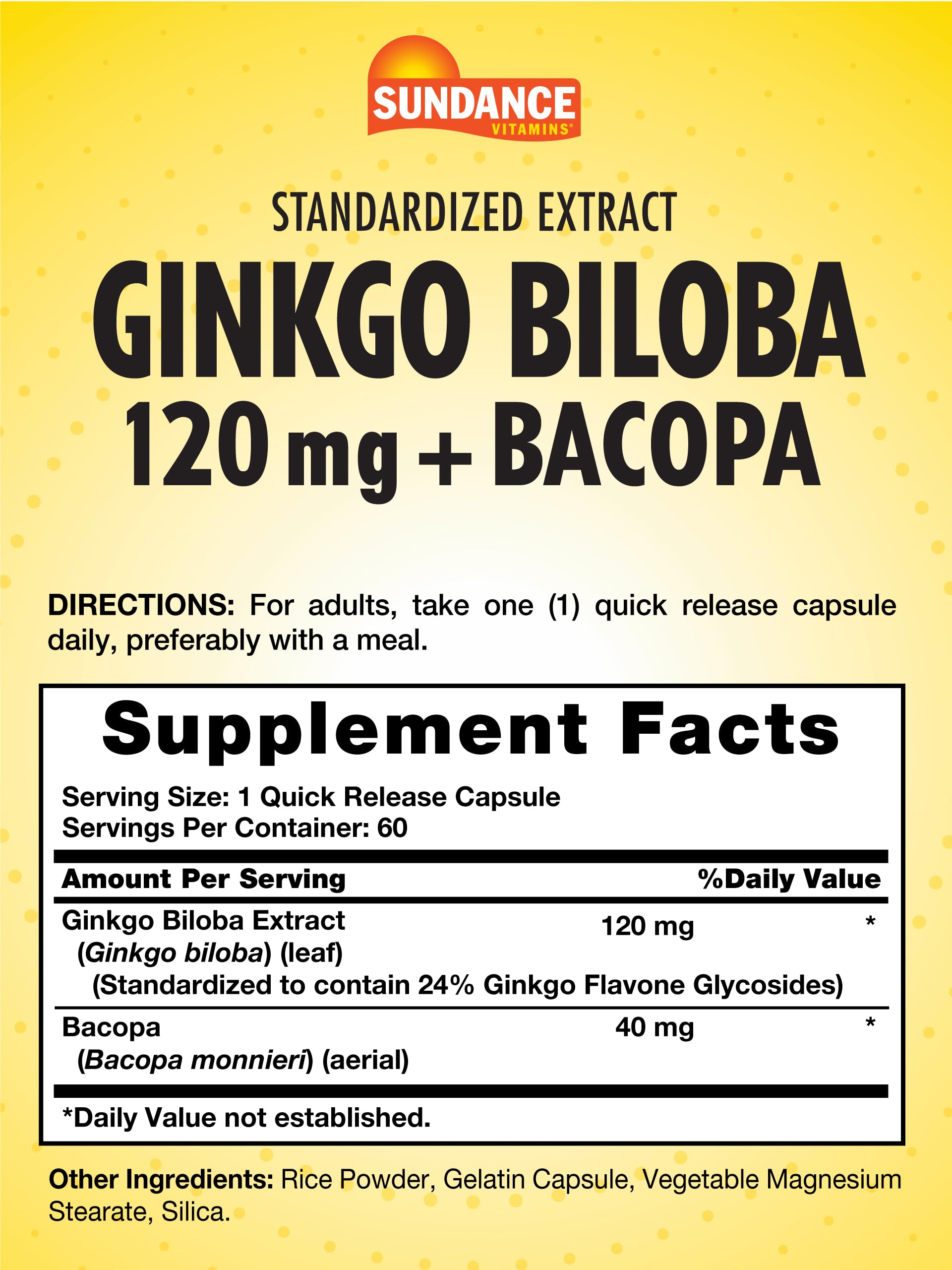 Sundance Ginkgo Biloba Extract capsules side view