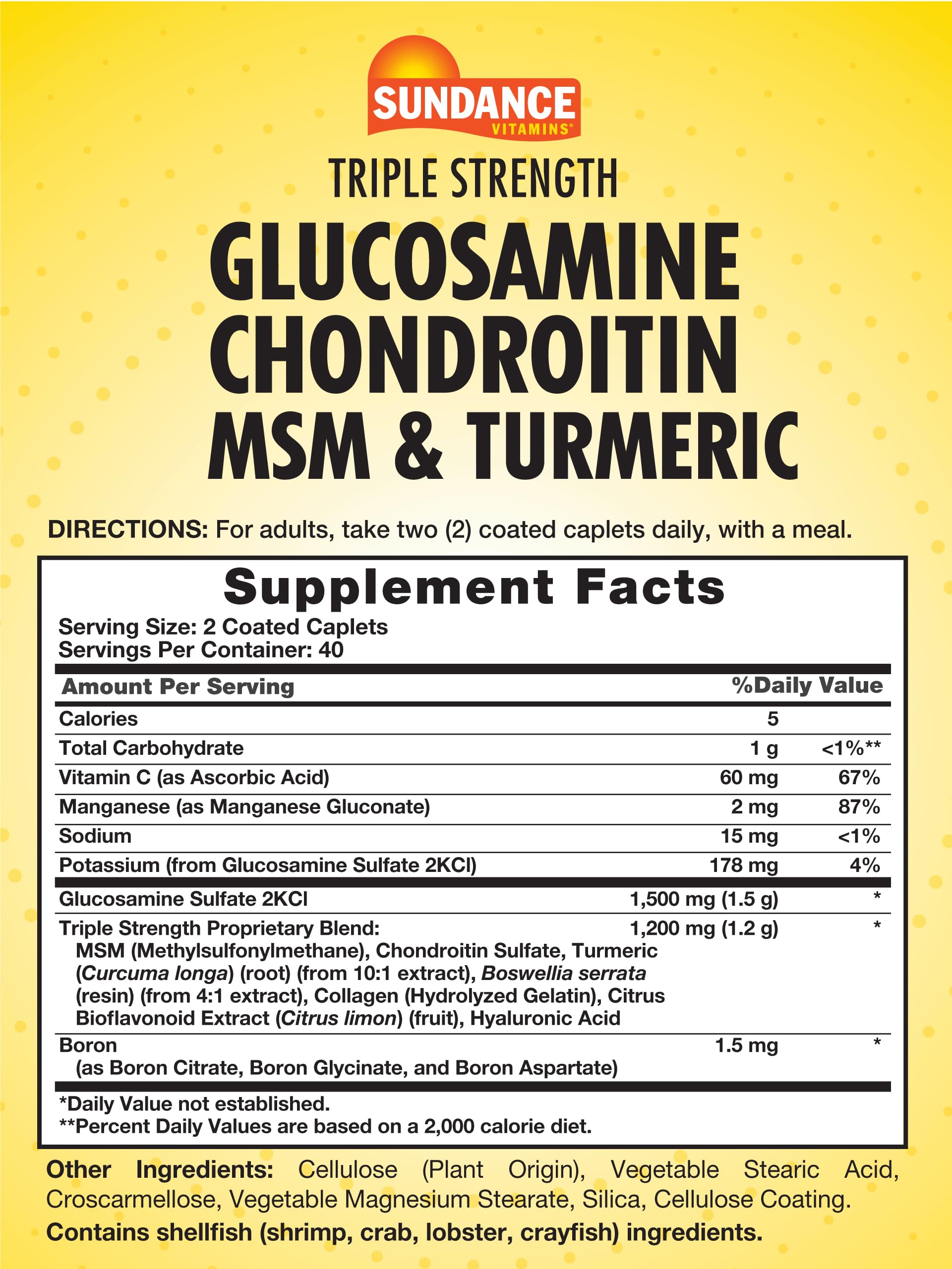 Sundance Glucosamine Chondroitin caplets side view showing caplet size